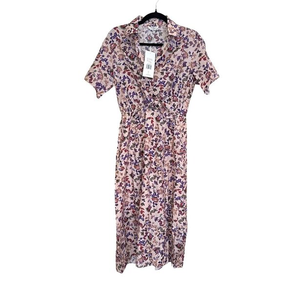 Thakoon Silk Cotton Tie Front Floral Midi Dress Size 4 NWT - Picture 1 of 7